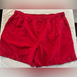 Men's Red Elastic Waist Swim Trunks Mesh Lining 2X